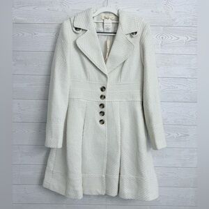 Love style Abrigo Women’s Cream Tweed One of a Kind Midi Pea Coat. Size M